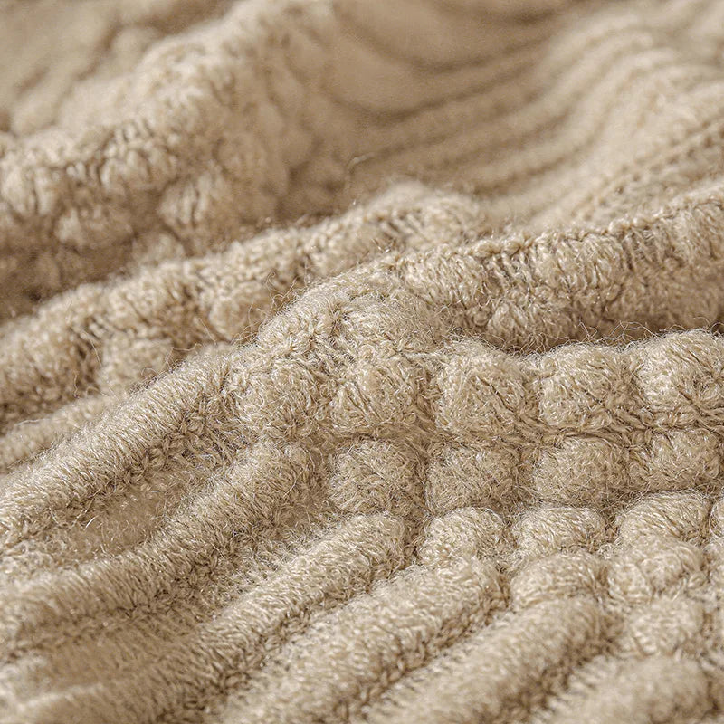 Chunky Knit Throw Blanket – Soft Tasselled Sofa Throw