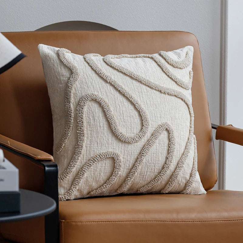 Chenille Cushion Cover – Boho Geometric 45 x 45 cm