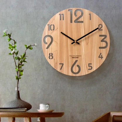 Nordic Wooden Wall Clock – Silent 30 cm Minimalist Clock