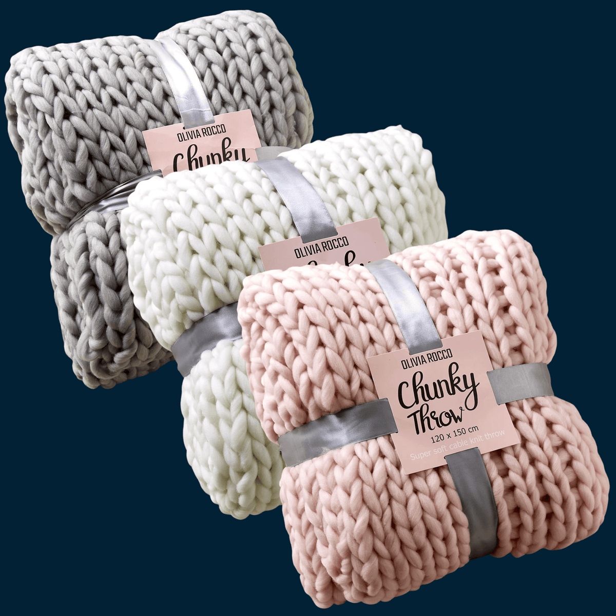 Chunky Cable Knit Throw – Oversized Soft Fleece Blanket